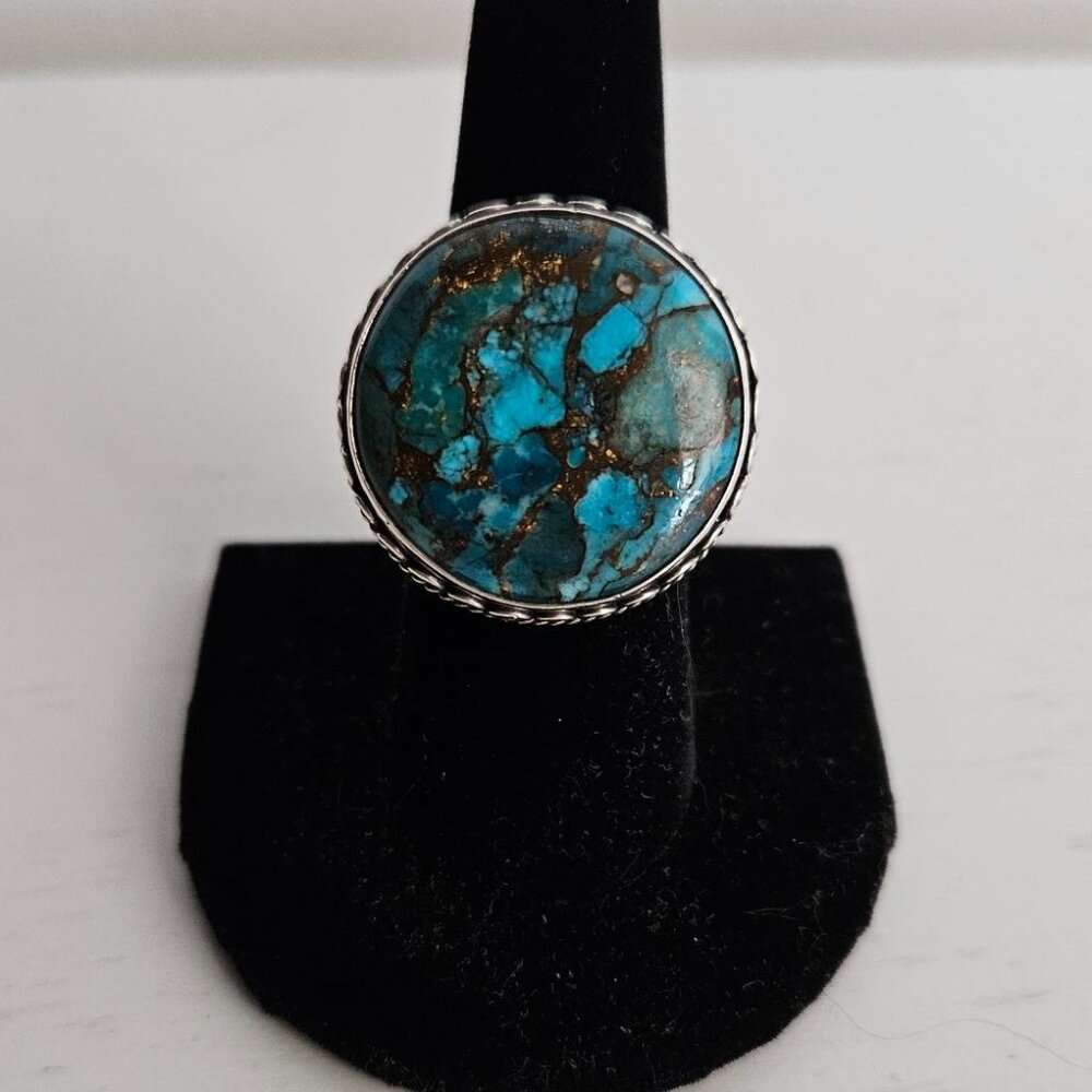 Kingman Turquoise and Sterling Silver Ring, Sz 7